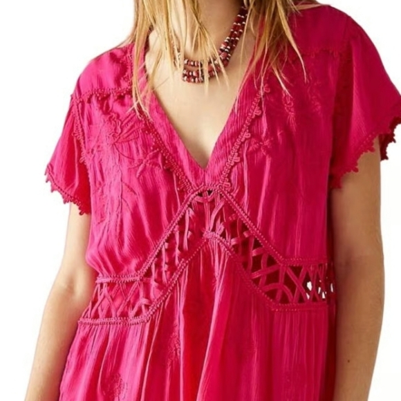 Free People Marissa Pink Mini Dress Women's Size L - Picture 3 of 14